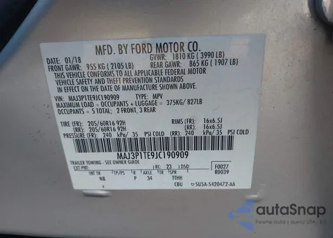 2018 Ford Ecosport Se from USA, damaged, VIN MAJ3P1TE9JC190909